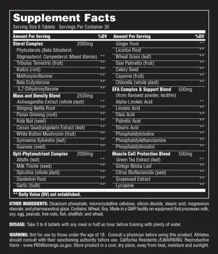 Universal Nutrition Natural Sterol Complex™ - Izomtömegnövelő Mátrix (180 Tabletta)