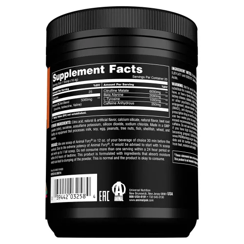 Universal Nutrition Animal Fury - Edzés Előtti Teljesítményfokozó (328 g, Görögdinnye)