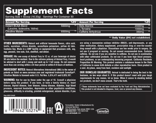 Universal Nutrition Animal Fury - Edzés Előtti Teljesítményfokozó (492 g, Kékmálna)