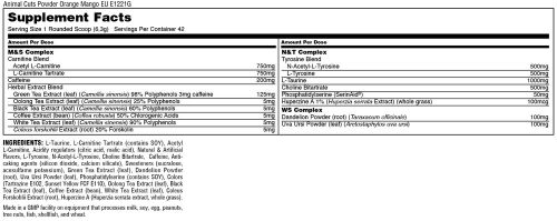 Universal Nutrition Animal Cuts Powder - Komplex Zsírégető Por (248 g, Narancs Mangó)