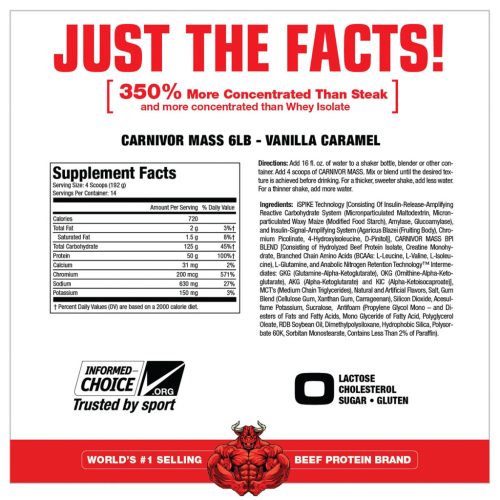 MuscleMeds Carnivor™ Mass - Marhafehérje Alapú Tömegnövelő (2668 g, Vaníliás Karamell)