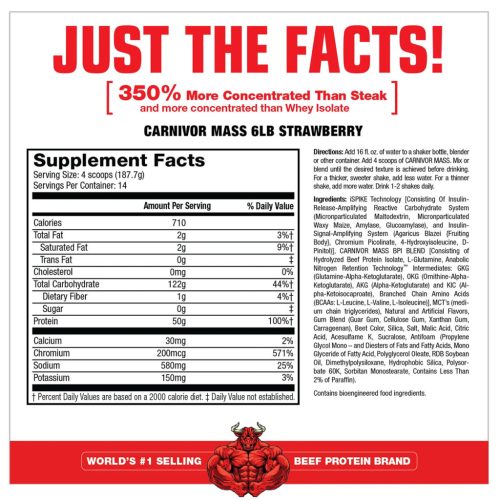 MuscleMeds Carnivor™ Mass - Marhafehérje Alapú Tömegnövelő (2698 g, Eper)