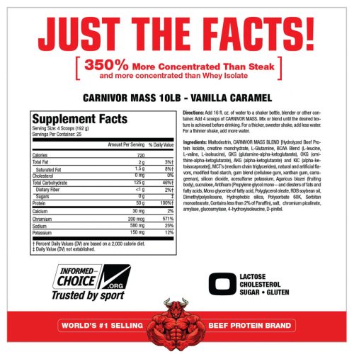 MuscleMeds Carnivor™ Mass - Marhafehérje Alapú Tömegnövelő (4800 g, Vaníliás Karamell)