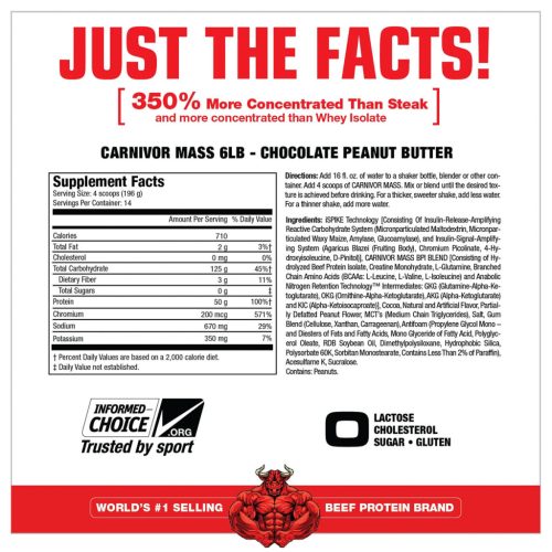 MuscleMeds Carnivor™ Mass - Marhafehérje Alapú Tömegnövelő (2674 g, Csokoládés Mogyoróvaj)