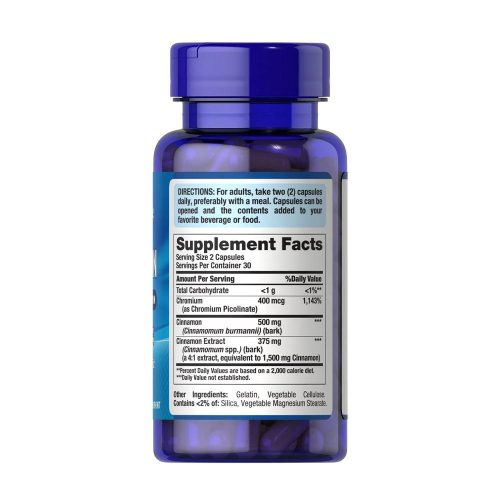 Puritan's Pride Fahéj Kivonat 200 mcg kapszula Króm-pikolináttal (60 Kapszula)