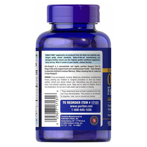 Puritan's Pride Double Strength Omega-3 Fish Oil - Extra Erős Omega-3  (90 Lágykapszula)