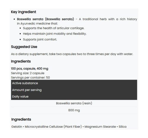 Swanson Boswellia - Indiai Tömjén Ízületvédő (100 Kapszula)