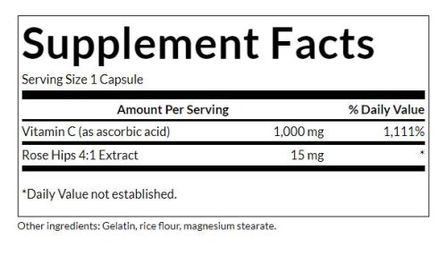 Swanson Vitamin C with Rose Hips - C-Vitamin Csipkebogyóval (90 Kapszula)
