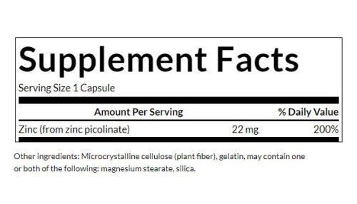 Swanson Zinc Picolinate 22 mg (60 Kapszula)