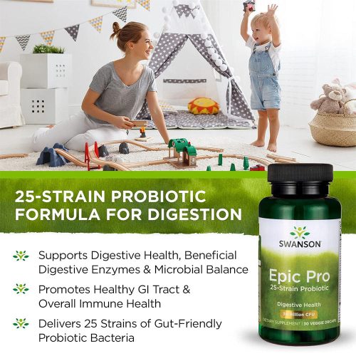 Swanson Epic Pro 25-Strain Probiotikum 30 BILLION CFU (30 Veg Kapszula)