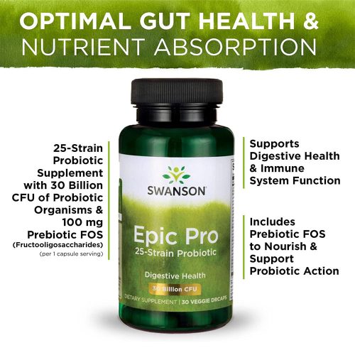 Swanson Epic Pro 25-Strain Probiotikum 30 BILLION CFU (30 Veg Kapszula)