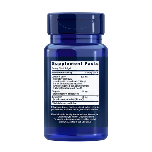 Life Extension Kurkumin lágykapszula Kurkuma és Gyömbér Kivonattal (30 Lágykapszula)