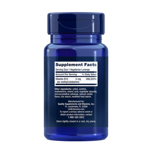 Life Extension B12-vitamin Methylcobalamin 5 mg szopogató (60 Szopogató Tabletta)