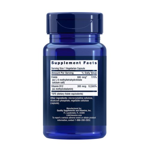 Life Extension Bioaktív Folsav és B12-vitamin kapszula - BioActive Folate & Vitamin B12 (90 Veg Kapszula)