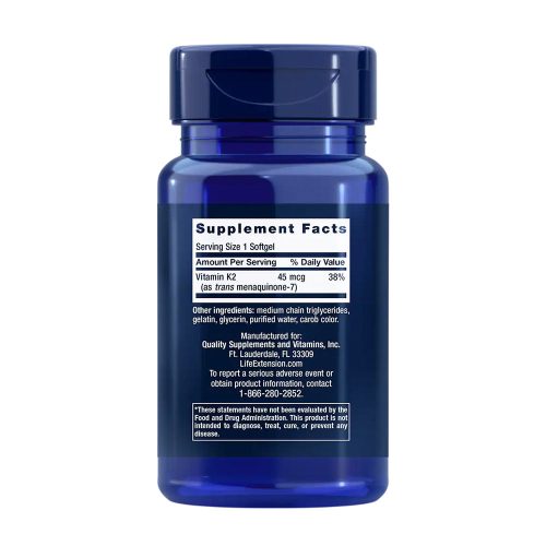 Life Extension Alacsony Dózisú K2-vitamin kapszula - Low Dose Vitamin K2 (90 Lágykapszula)