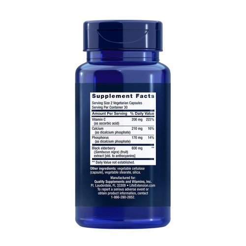 Life Extension Black Elderberry + Vitamin C - Fekete Bodza C-vitaminnal (60 Veg Kapszula)
