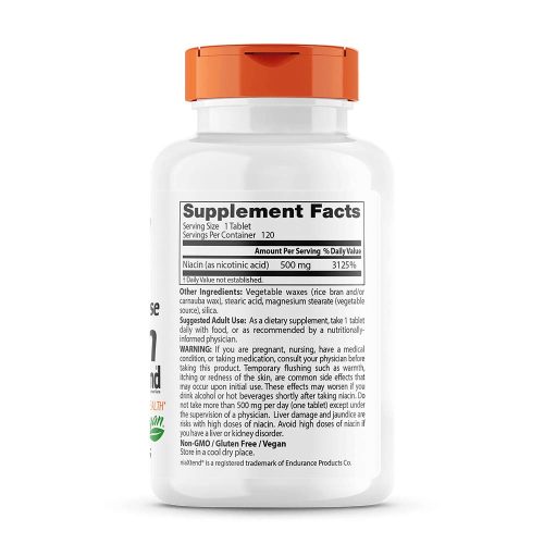 Doctor's Best Nyújtott Felszabadulású Niacin 500 mg tabletta Niaxtend-del (120 Tabletta)