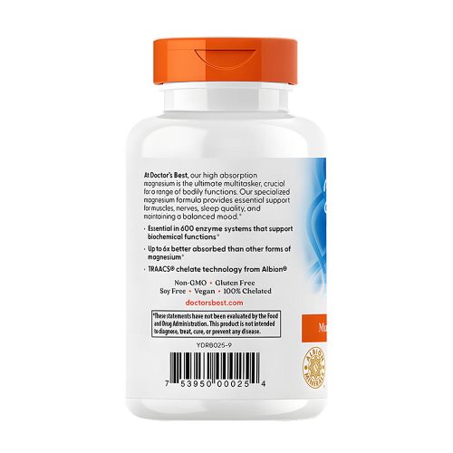 Doctor's Best Hatékony Felszívódású Magnézium 100 mg (120 Tabletta)