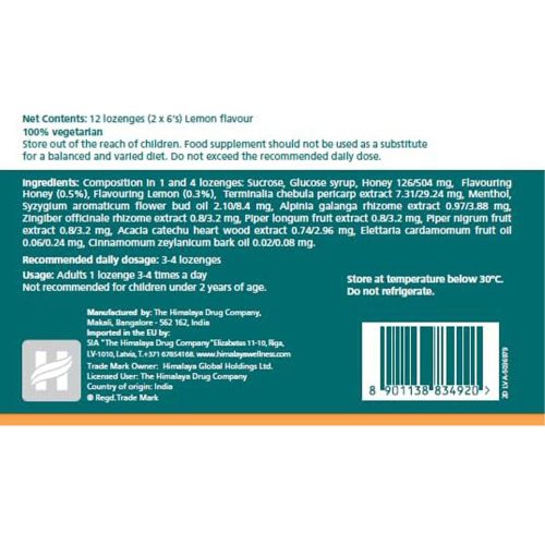 Himalaya Koflet-H - torokcukorka (12 szopogatótabletta, Citrom)