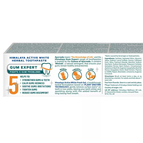 Himalaya Active White Fogfehérítő és Frissítő Gyógynövényes Fogkrémgél (75 ml)