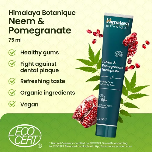 Himalaya Botanique Natúr Fogkrém Nim Növénnyel és Gránátalmával (75 ml, Nim és Gránátalma)