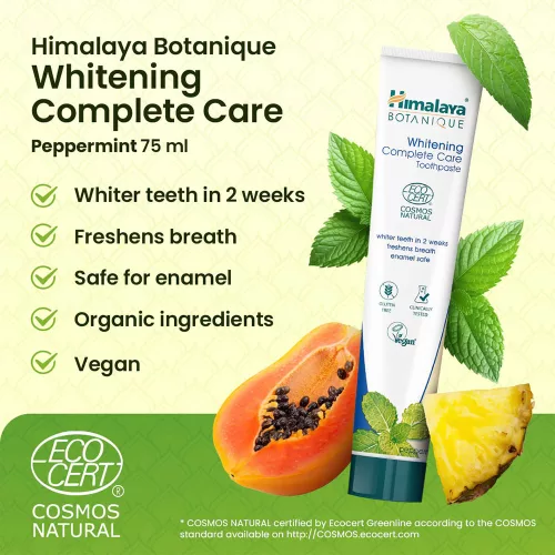 Himalaya Botanique Natúr Fehérítő Teljes Körű Védelmet Biztosító Borsmentás Fogkrém (75 ml, Borsmenta)