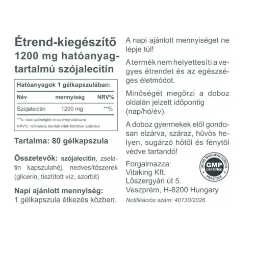 Vitaking Szója Lecitin (80 Lágykapszula)