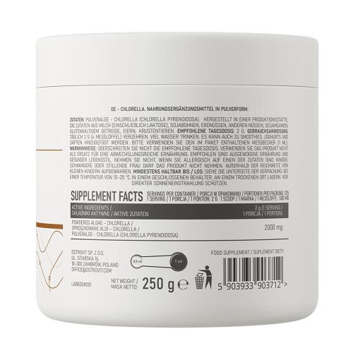 OstroVit Chlorella VEGE 250 g Natural - Klorofill Forrás (250 g)