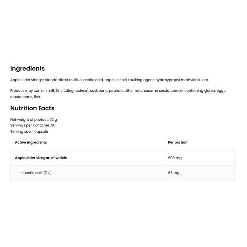 OstroVit Apple Cider Vinegar VEGE - Almaecet (90 Kapszula)