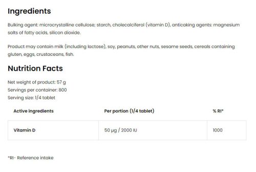 OstroVit D3-Vitamin 8000 NE (200 Tabletta)