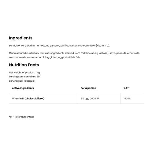 OstroVit D3-Vitamin 2000 NE (60 Lágykapszula)