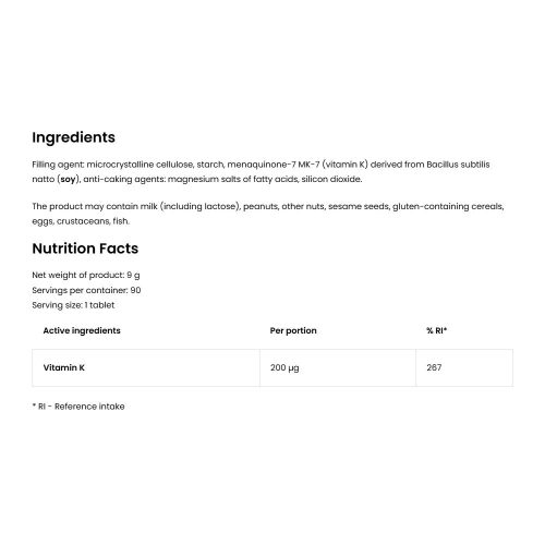 OstroVit K2-Vitamin 200 mcg Natto MK-7 (90 Tabletta)