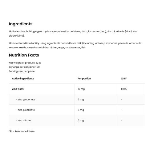 OstroVit Triple Zinc - Cink Komplex (90 Kapszula)