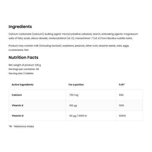 OstroVit D3-Vitamin + K2 + Kalcium (90 Tabletta)