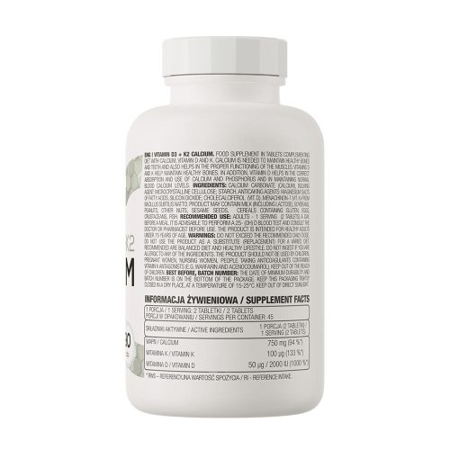 OstroVit D3-Vitamin + K2 + Kalcium (90 Tabletta)