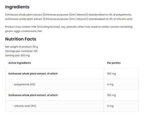 OstroVit Echinacea Extract 50 g Natural - Kasvirág Kivonat (50 g)