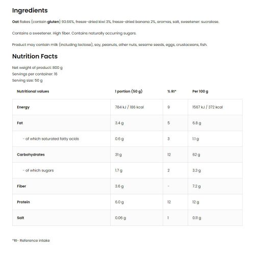 OstroVit OATlicious - Tápláló Zabkása (800 g, Kivi banán)