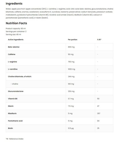OstroVit Fat Burner Extreme Shot - Zsírégető Ital (80 ml, Narancs Cseresznye)
