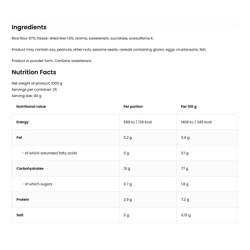 OstroVit Cream of Rice - Desszert (1000 g, Krémes Vanília Kivivel)