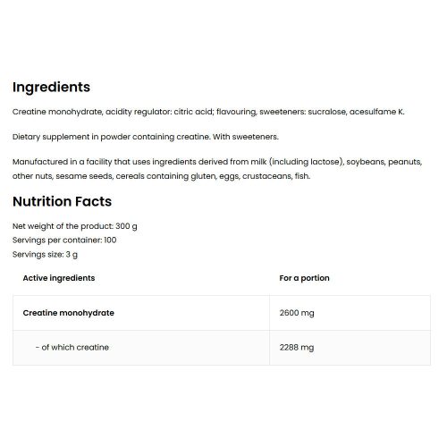 OstroVit Kreatin monohidrát por (300 g, Narancs)