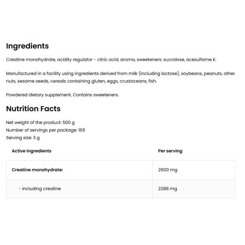 OstroVit Kreatin monohidrát por (500 g, Görögdinnye)