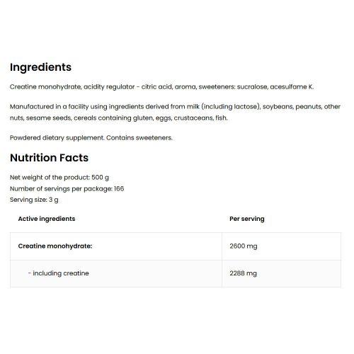 OstroVit Kreatin monohidrát por (500 g, Mangó)