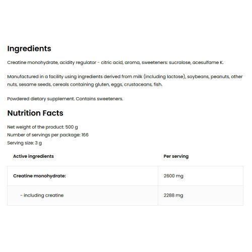 OstroVit Kreatin monohidrát por (500 g, Cseresznye)