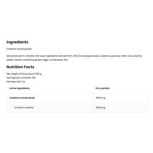 OstroVit Kreatin monohidrát por (500 g, Natúr)