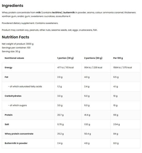 OstroVit WHEYlicious - Tejsavófehérje (3 kg, Sós Karamella)