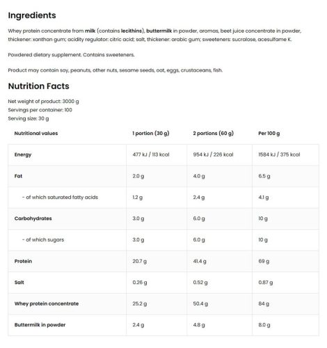 OstroVit WHEYlicious - Tejsavófehérje (3 kg, Epres ostya)
