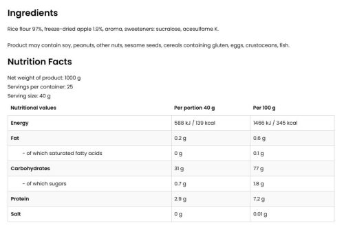 OstroVit Cream of Rice - Desszert (1000 g, Creamy Apple)