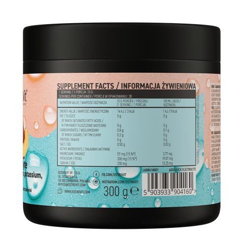 OstroVit Aqua Kick - Elektrolit Italpor (300 g, Őszibarack)