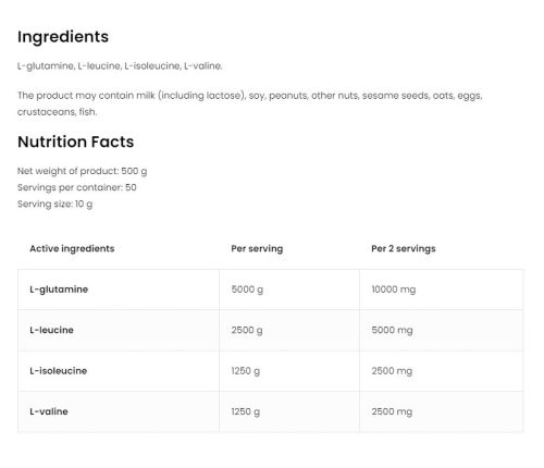 OstroVit BCAA + Glutamine (500 g, Natúr)