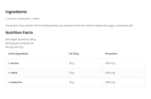 OstroVit BCAA 2-1-1 (400 g, Natúr)